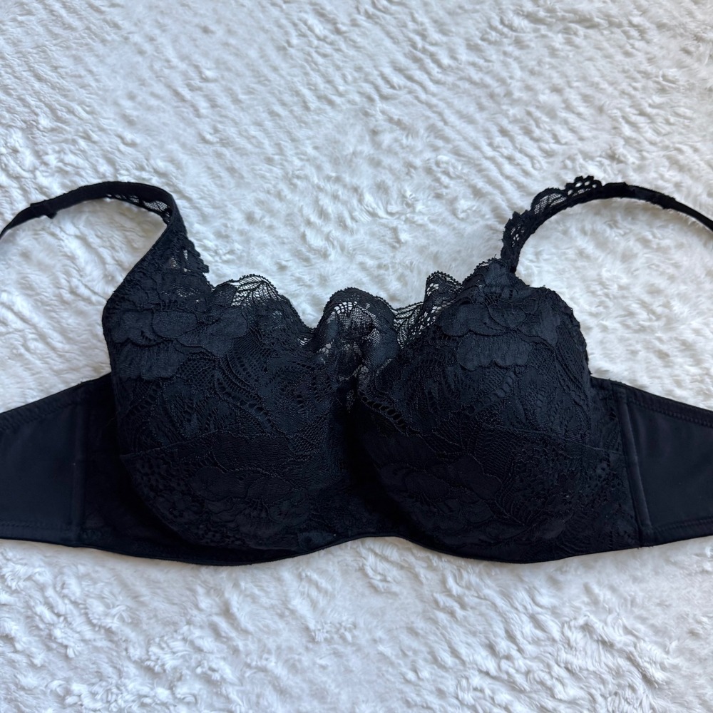 Soma Oh My Gorgeous Lace Cami Bra 38C Black Underwire Lace Overlay